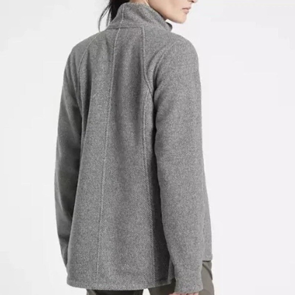 Athleta Stroll Fleece Full Zip Jacket Gray Herringbone Textured Women's XS - Picture 2 of 13